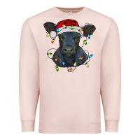 Pale Pink christmas baby black angus calf with lights Premium Sweatshirt - RanaPortraitStore