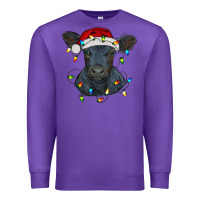 Purple christmas baby black angus calf with lights Premium Sweatshirt - RanaPortraitStore