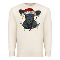 Sandshell christmas baby black angus calf with lights Premium Sweatshirt - RanaPortraitStore