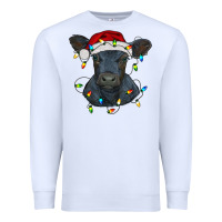 White christmas baby black angus calf with lights Premium Sweatshirt - RanaPortraitStore