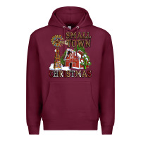 Burgundy small town christmas with barn and cactus Premium Hoodie - AdoDesignShop