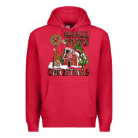 Cardinal small town christmas with barn and cactus Premium Hoodie - AdoDesignShop