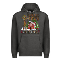 Charcoal Heather small town christmas with barn and cactus Premium Hoodie - AdoDesignShop