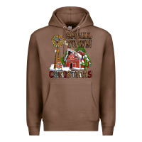 Chestnut small town christmas with barn and cactus Premium Hoodie - AdoDesignShop