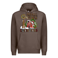Coffee small town christmas with barn and cactus Premium Hoodie - AdoDesignShop