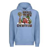 Colony Blue small town christmas with barn and cactus Premium Hoodie - AdoDesignShop