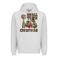 Dove Grey small town christmas with barn and cactus Premium Hoodie - AdoDesignShop