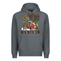 Rock small town christmas with barn and cactus Premium Hoodie - AdoDesignShop