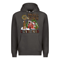 Smoke small town christmas with barn and cactus Premium Hoodie - AdoDesignShop