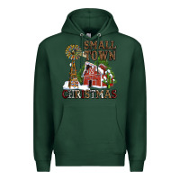 Sports Green small town christmas with barn and cactus Premium Hoodie - AdoDesignShop