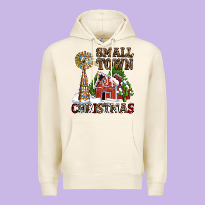 Small Town Christmas With Barn And Cactus Premium Hoodie Designed By Adodesignshop