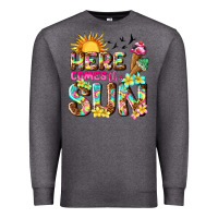 Charcoal Heather here comes the sun Premium Sweatshirt - texasbilliewilder
