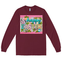 Burgundy happy easter mousepad Long Sleeve Tee - BarkalooDesign