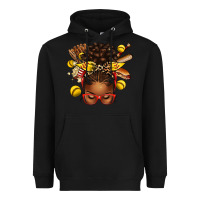 Black softball afro messy bun Heavyweight Hoodie - texasbilliewilder