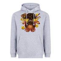 Heather Grey softball afro messy bun Heavyweight Hoodie - texasbilliewilder