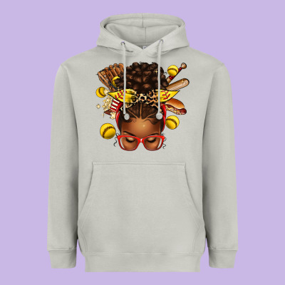 Softball Afro Messy Bun Heavyweight Hoodie Designed By Texasbilliewilder