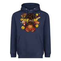 Navy softball afro messy bun Heavyweight Hoodie - texasbilliewilder