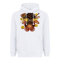 White softball afro messy bun Heavyweight Hoodie - texasbilliewilder