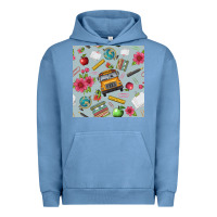 Pigment Pebble Blue school bus back to school seamless pattern Urban Hoodie - BundleAndBundleShop