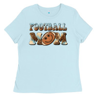 Baby Blue football mom football smiley face Ladies Tee - BarkalooDesign