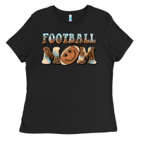 Black football mom football smiley face Ladies Tee - BarkalooDesign