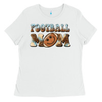 White football mom football smiley face Ladies Tee - BarkalooDesign