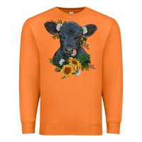 Carrot baby cow black angus calf with flowers Premium Sweatshirt - RanaPortraitStore