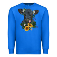 True Royal baby cow black angus calf with flowers Premium Sweatshirt - RanaPortraitStore