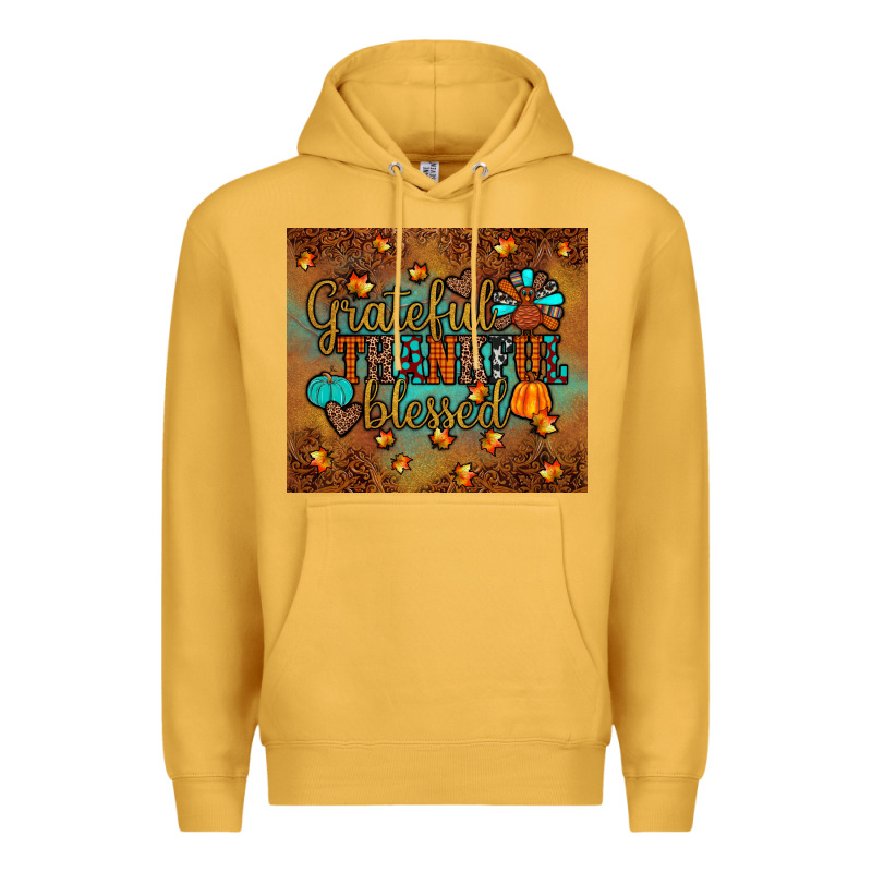 Grateful Thankful Blessed Turkey Premium Hoodie by JahusDesignShop | Teevron