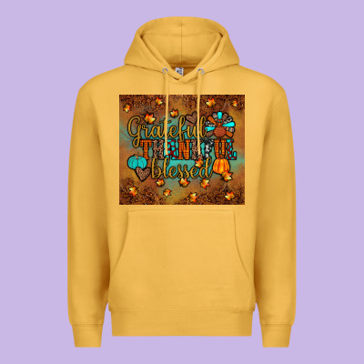 Grateful Thankful Blessed Turkey Premium Hoodie Designed By Jahusdesignshop