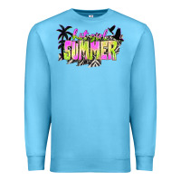 Ocean Blue hot girl summer with palms Premium Sweatshirt - texasbilliewilder