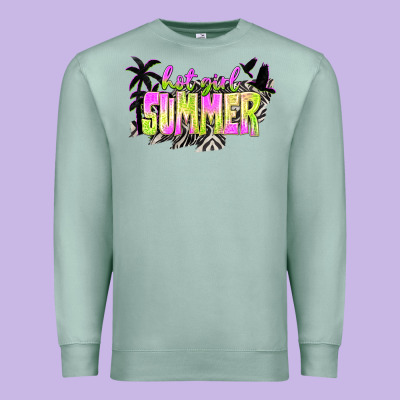 Hot Girl Summer With Palms Premium Sweatshirt Designed By Texasbilliewilder