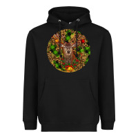 Black Christmas Reindeer Heavyweight Hoodie - RanaPortraitStore