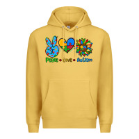 Antique Gold peace love autism Premium Hoodie - AdoDesignShop