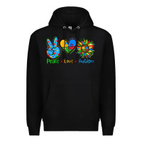 Black peace love autism Premium Hoodie - AdoDesignShop