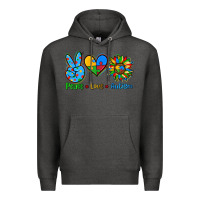 Charcoal Heather peace love autism Premium Hoodie - AdoDesignShop