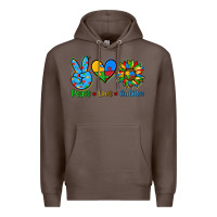 Coffee peace love autism Premium Hoodie - AdoDesignShop