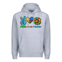 Heather Grey peace love autism Premium Hoodie - AdoDesignShop