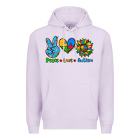 Lilac peace love autism Premium Hoodie - AdoDesignShop
