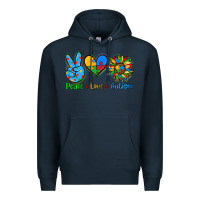Navy peace love autism Premium Hoodie - AdoDesignShop