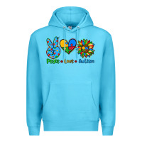 Ocean Blue peace love autism Premium Hoodie - AdoDesignShop
