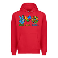 Red peace love autism Premium Hoodie - AdoDesignShop