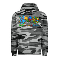 Slate Camo peace love autism Premium Hoodie - AdoDesignShop