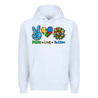White peace love autism Premium Hoodie - AdoDesignShop