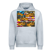 Heather Grey bulldozer camouflage american flag Urban Hoodie - Artiststas