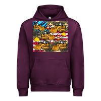 Mauve Wine bulldozer camouflage american flag Urban Hoodie - Artiststas