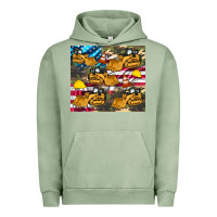 Pigment Oil Green bulldozer camouflage american flag Urban Hoodie - Artiststas