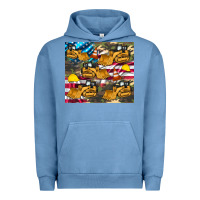 Pigment Pebble Blue bulldozer camouflage american flag Urban Hoodie - Artiststas