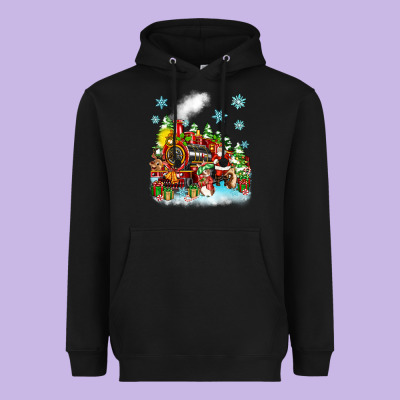 Heavyweight Hoodie christmas santa and friends train