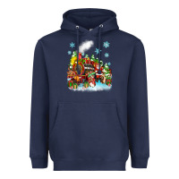 Navy christmas santa and friends train Heavyweight Hoodie - Zillion Design Studio